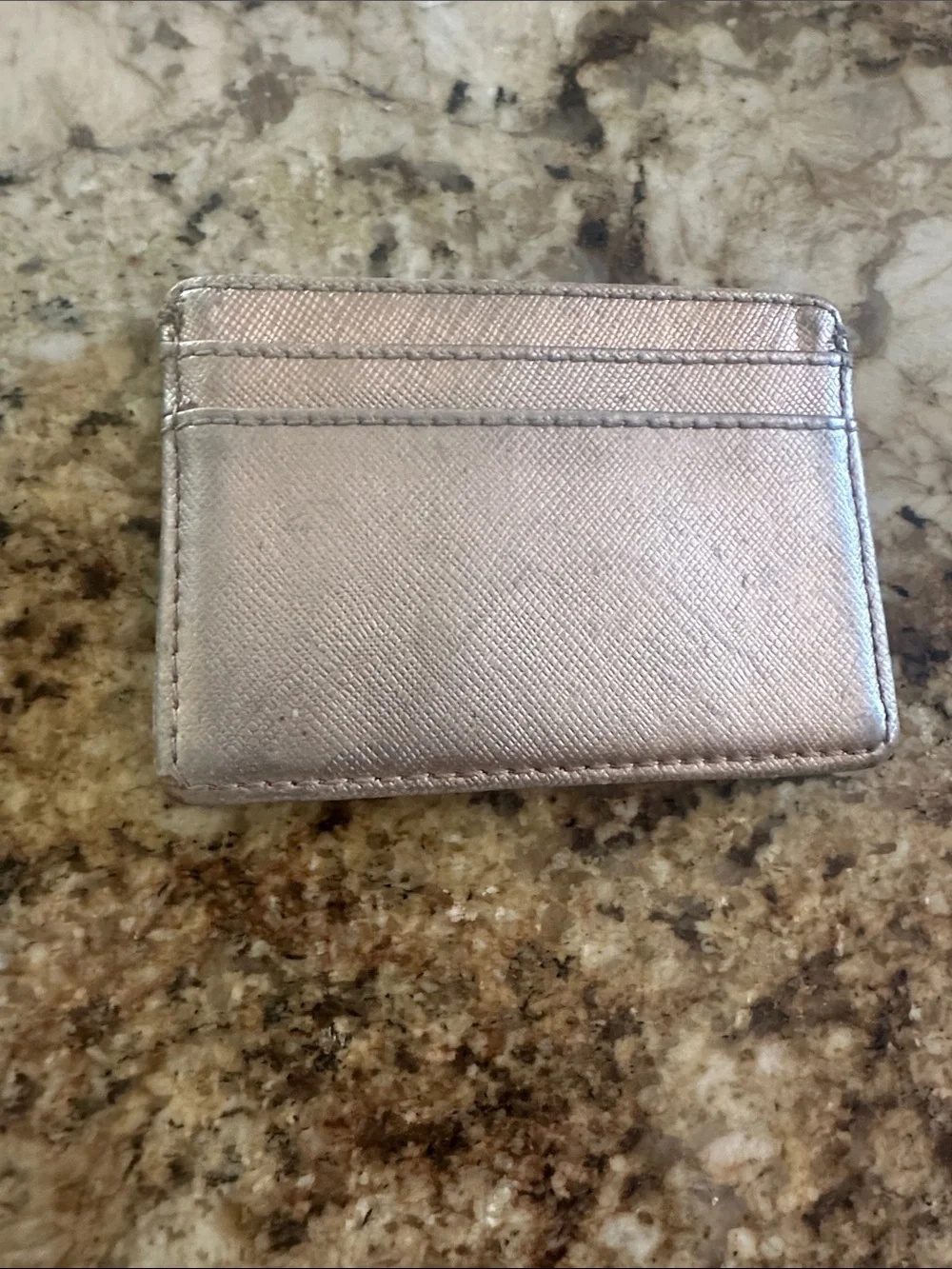 Tory Burch Metallic Rose Card Case with Logo Emblem
